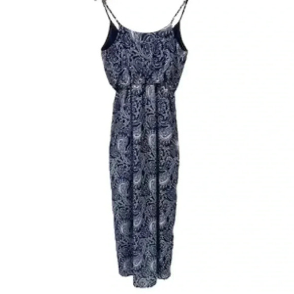 Smart Set Maxi Dress Wrap Front Sheer Flowy Hi Low Asymmetric  Blue Paisley XS - Picture 14 of 15